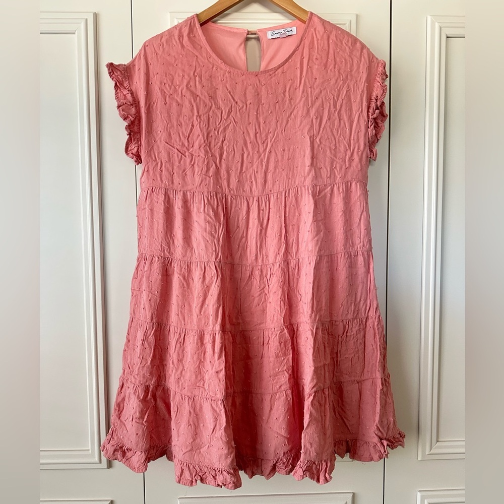 Emory Park Pink Ruffle Sleeve Babydoll Dress, Size M